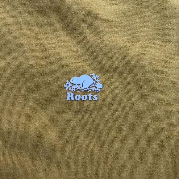 Roots Mens weatshirt Size XS Crewneck Pullover Casual Yellow Athleisure Travel - Picture 8 of 14